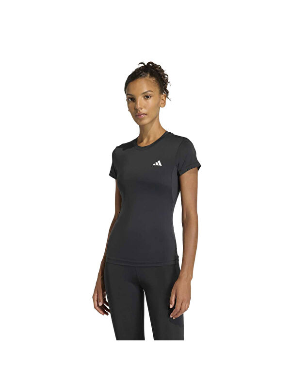 Adidas Power Essentials Workout Contour Kadın Siyah Yuvarlak Yaka Tişört