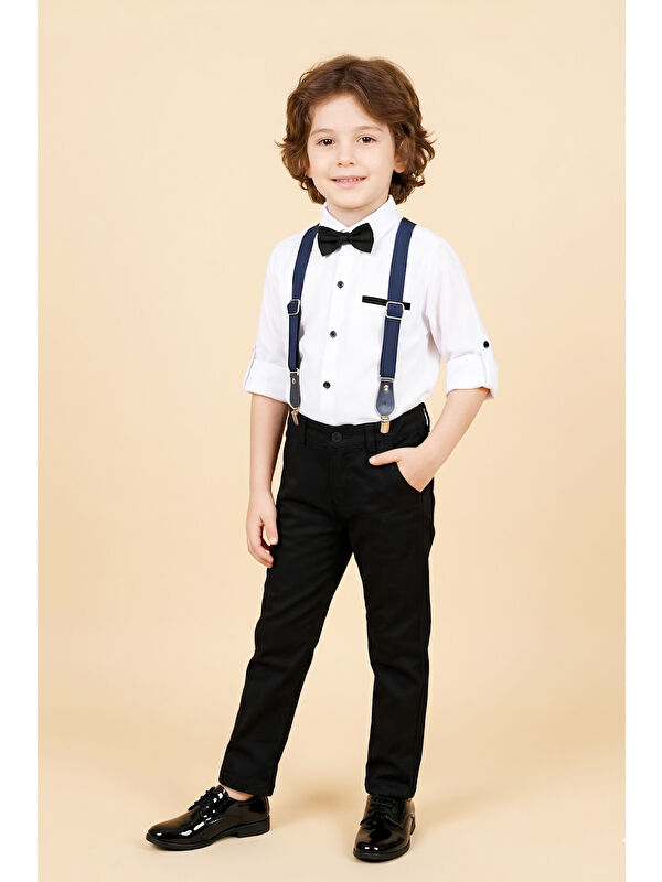 Modanino Erkek Çocuk 4'lü Takım (Pantolon+Gömlek+Askılı Kemer+Papyon) 12664B