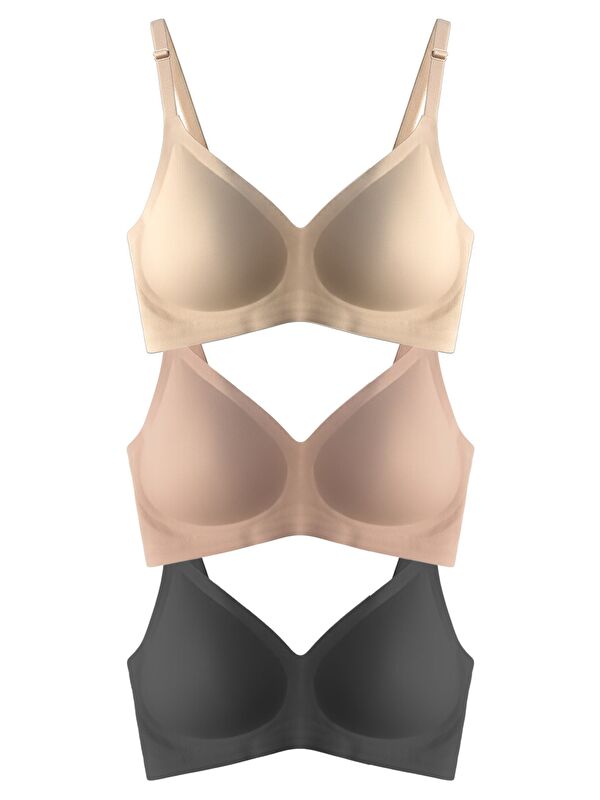 Cottonhill Seamless Bra - Soft | Lazer Kesim Balensiz Ayarlanabilir Askılı Dikişsiz Kadın Sütyen 3'Lü Paket