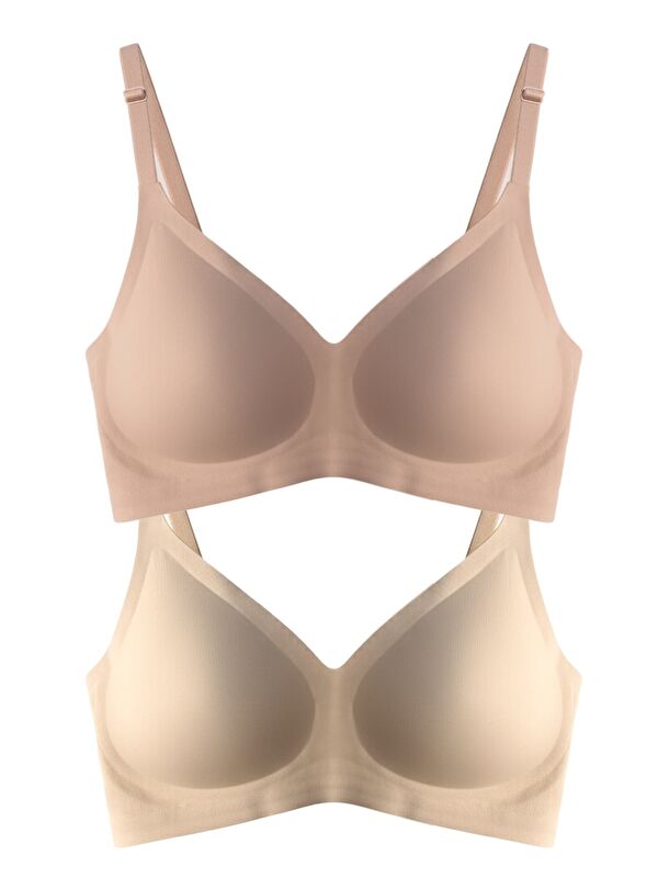Cottonhill Seamless Bra - Soft | Lazer Kesim Balensiz Ayarlanabilir Askılı Dikişsiz Kadın Sütyen 2'Li Paket-3
