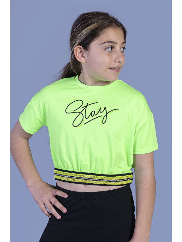 Toontoykids Kız Çocuk Şerit Detaylı Baskılı Tişört
