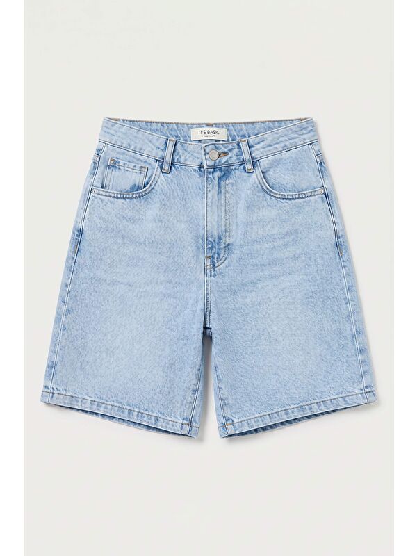 It's Basic Kadın Ice 4s6-3 Skater Fit Bermuda Denim Şort