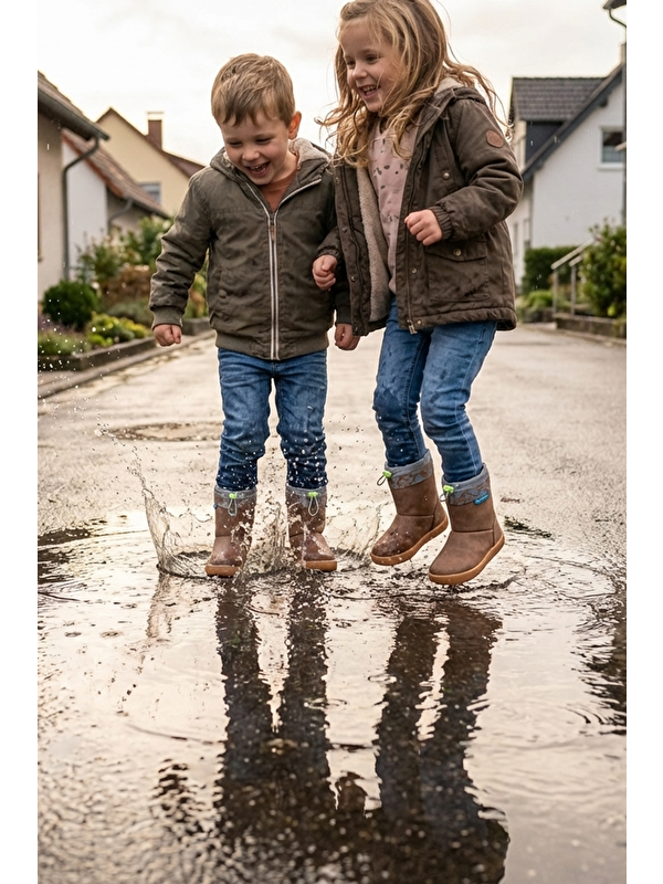 Hopfrög Lacivert Hopfrög Rain Süper Boots Suya Ve Soğuğa Dayanıklı Barefoot Çocuk Botu