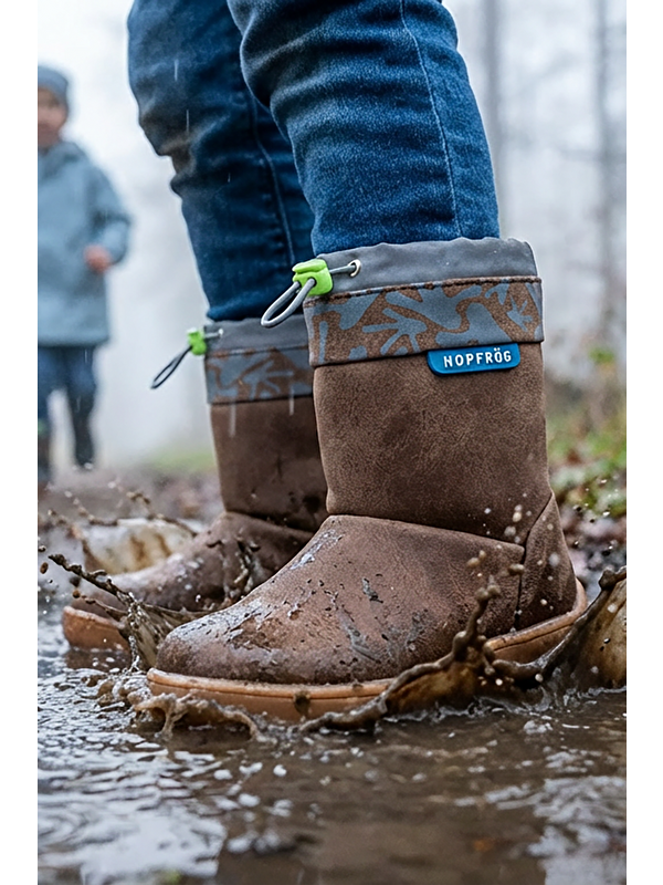 Hopfrög Lacivert Hopfrög Rain Süper Boots Suya Ve Soğuğa Dayanıklı Barefoot Çocuk Botu