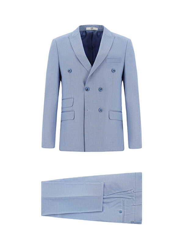 Kiğılı Super Slim Fit Ekstra Dar Kesim Çizgili Kruvaze Takım Elbise