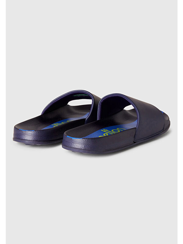 Erkek Lacivert Sentetik Karışımlı Tabanı Benetton Baskılı Terlik - Görsel 4