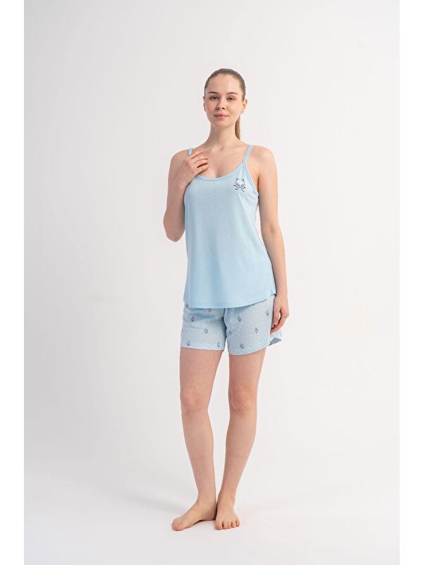 C&City İp Askılı Şortlu Pijama Takımı Açık Mavi-512231