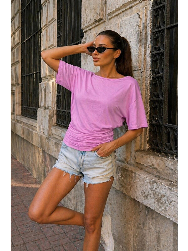 eka Kadın Pembe Asimetrik Bluz 412