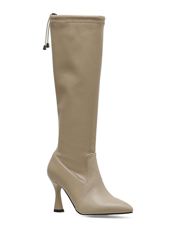 SCARLET 3PR Krem Kadın Topuklu Çizme - Görsel 2