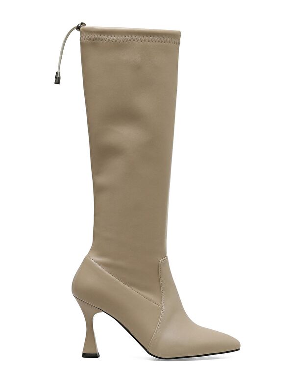 SCARLET 3PR Krem Kadın Topuklu Çizme - Görsel 3