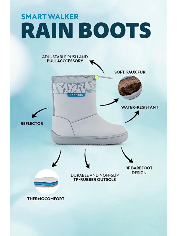 Hopfrög Lacivert Hopfrög Rain Süper Boots Suya Ve Soğuğa Dayanıklı Barefoot Çocuk Botu