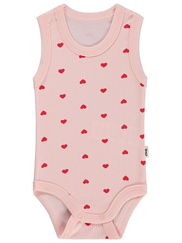 Civil Baby Kalp Empirme 0-3 Yaş Çıtçıtlı Badi - Pembe