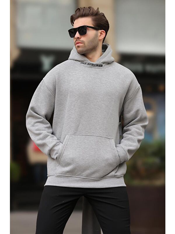 Madmext Grimelanj Kapüşonlu Nakış Detaylı Sweatshirt 7099