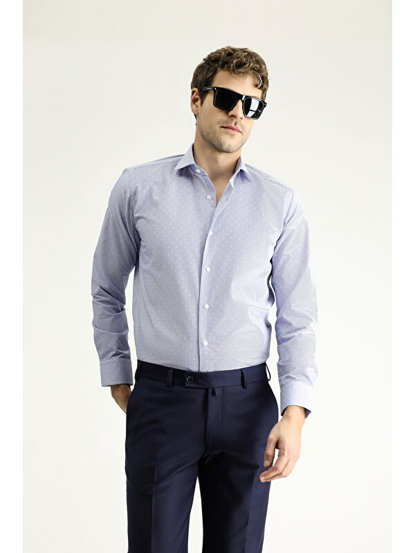 Kiğılı Uzun Kol Slim Fit Dar Kesim Non Iron Klasik Desenli Pamuklu Gömlek