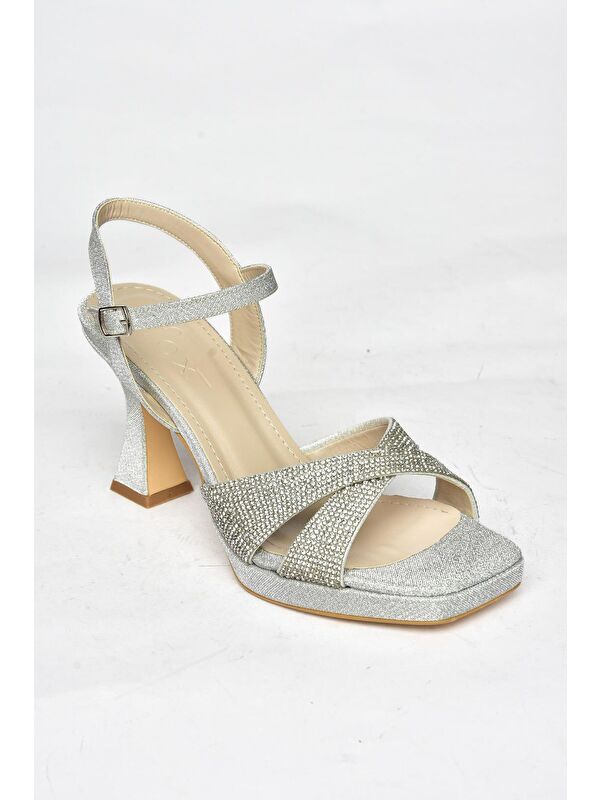 S5693210 Gümüş Kadın Topuklu Ayakkabı - Görsel 3