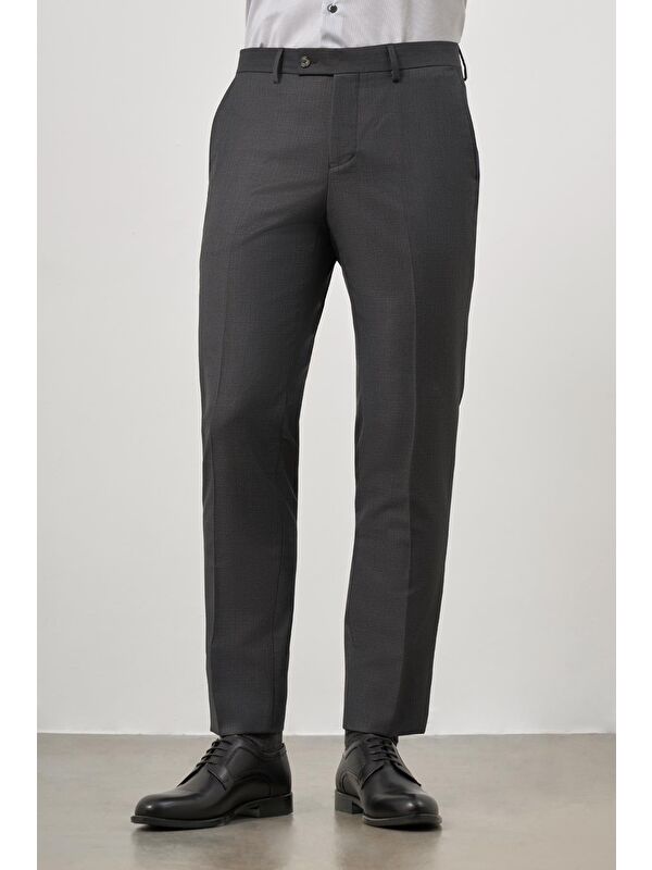 İMZA Koyu Antrasit Yandan Cepli Slim Fit Classic Erkek Pantolon 1003245152