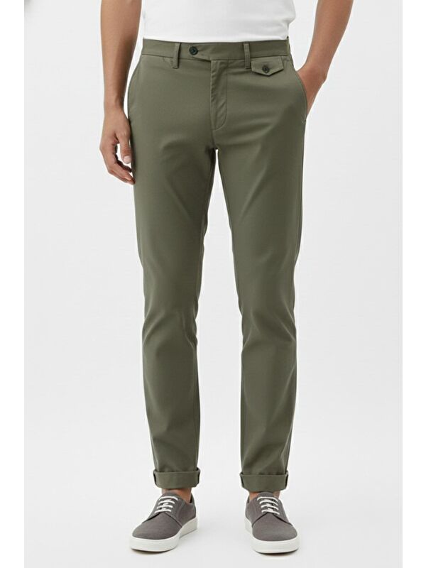 Sabri Özel Giotelli Haki Regular Fit Dokuma Chino Erkek Pantolon