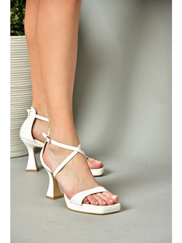 S5693154 Beyaz Kadın Topuklu Ayakkabı - Görsel 5