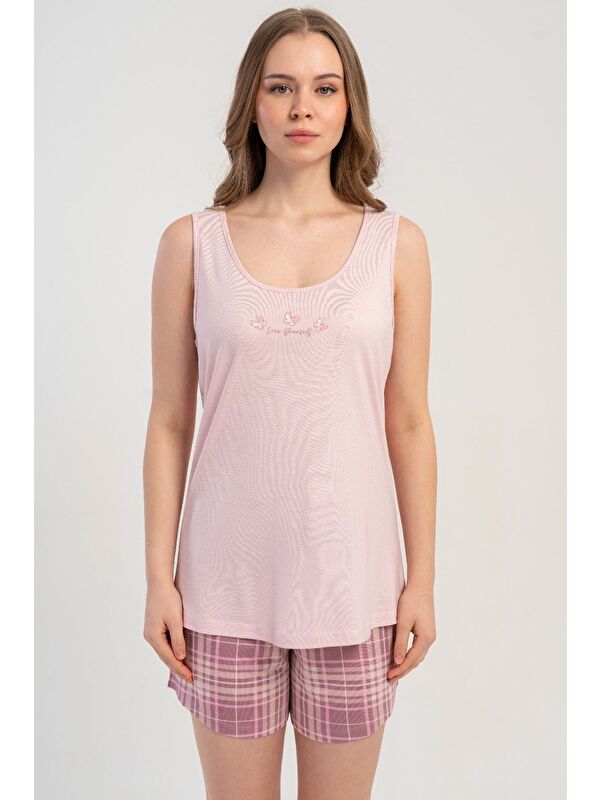 C&City Kalın Askılı Şortlu Pijama Takımı Pembe-512199