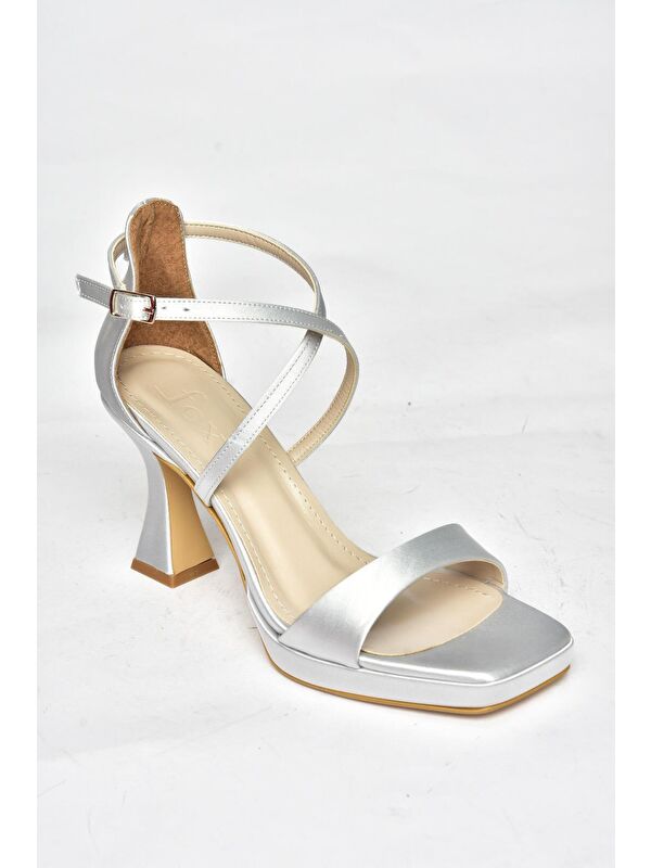 S5693154 Gümüş Kadın Topuklu Ayakkabı - Görsel 3