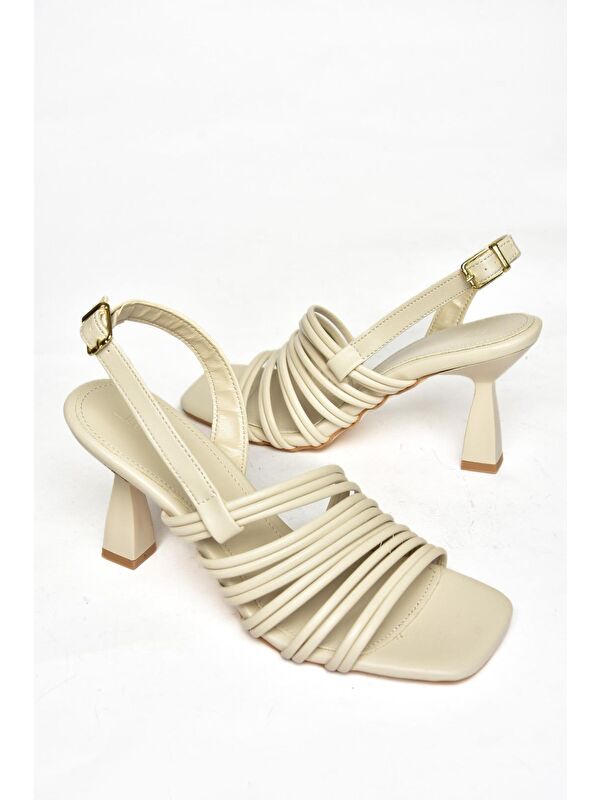 S7745201 Bej Kadın Topuklu Ayakkabı - Görsel 4