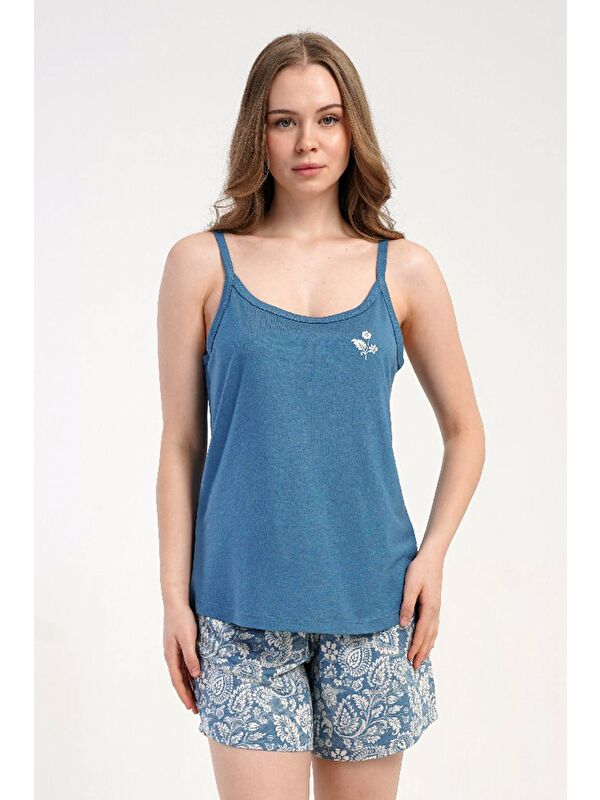 C&City İp Askılı Şortlu Pijama Takımı Mavi-512277