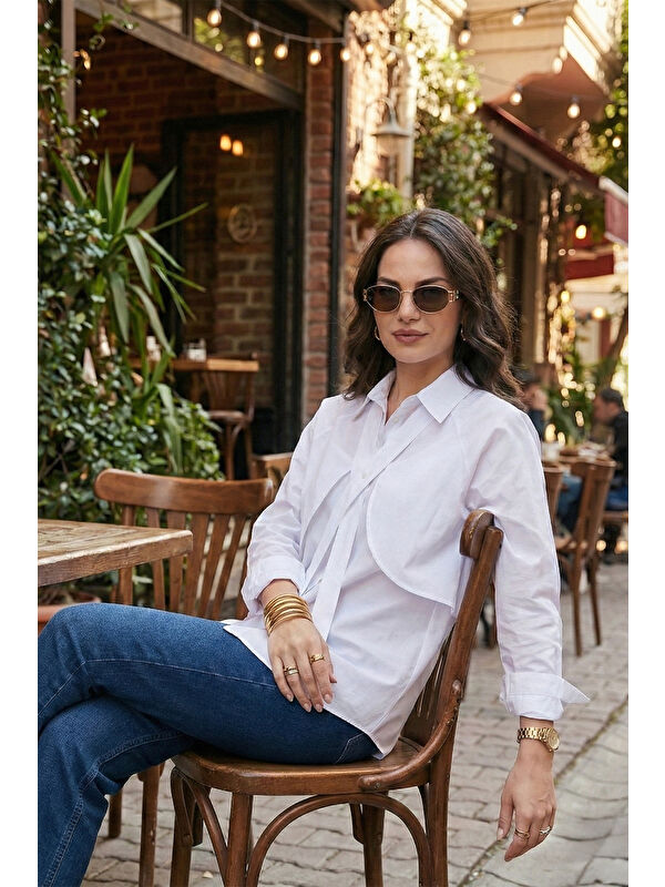 Lela Pamuklu Relaxed Fit Bağlama Detaylı Kadın Gömlek 6925408