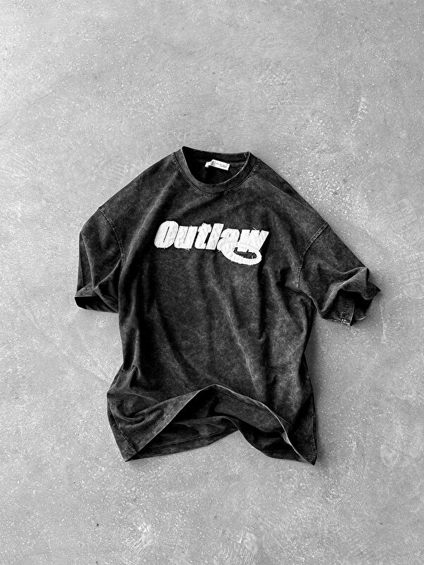 Abluka Online Erkek Yıkamalı Yumuşak Dokulu Oversize T-Shirt Siyah