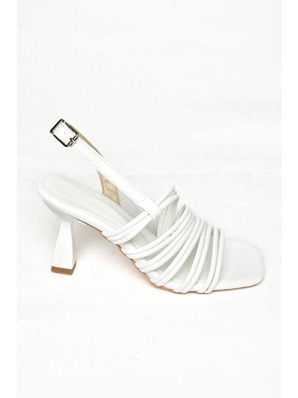 S7745201 Beyaz Kadın Topuklu Ayakkabı - Görsel 3