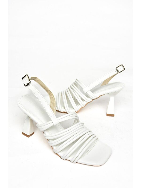 S7745201 Beyaz Kadın Topuklu Ayakkabı - Görsel 4