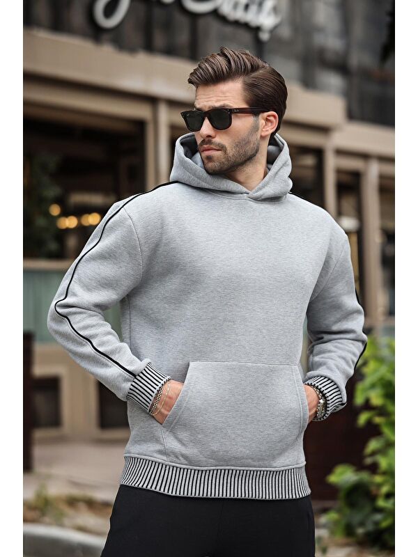 Madmext Grimelanj Kapüşonlu Kanguru Cep Erkek Sweatshirt E