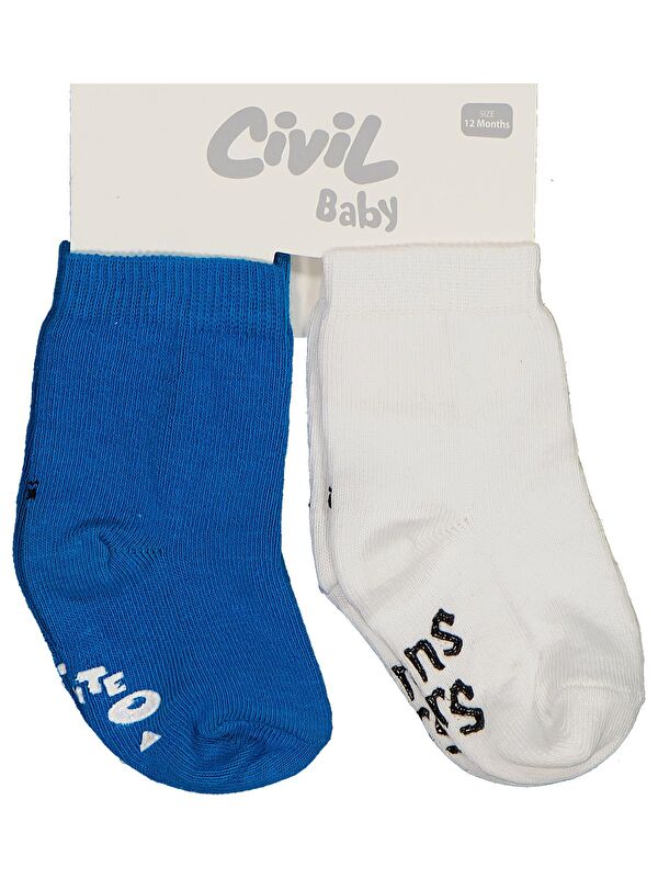 Civil Baby Monster Kaydırmaz 2'li 6- Bebek Erkek Çorap Set - Standart