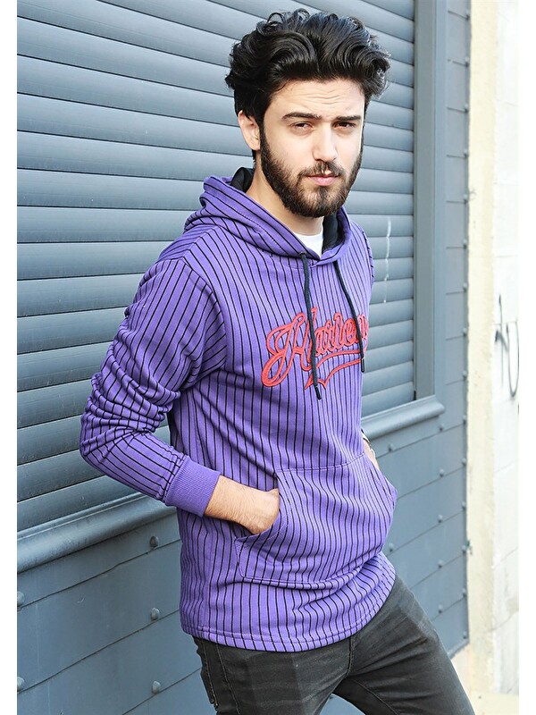 Madmext Kapüşonlu Sweatshirt Mor 2825
