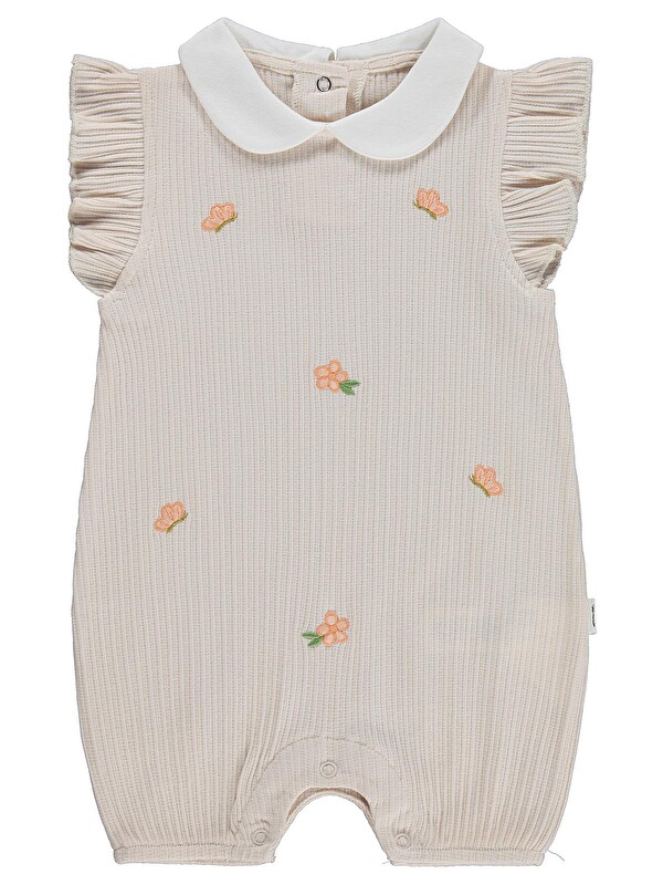 Civil Baby Çiçek Nakış 6-18 Ay Tulum - Bej