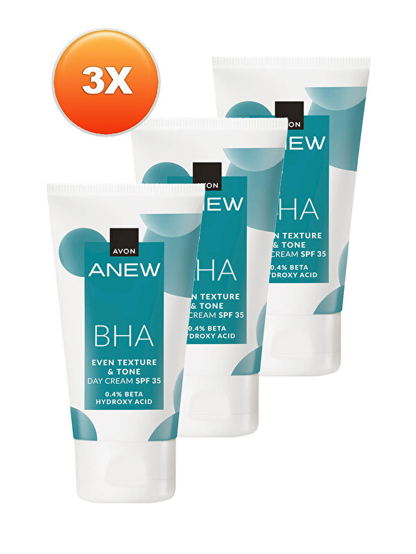 AVON Anew BHA Cilt Tonu Görünümünü Düzgünleştiren Gündüz Kremi Spf 35 50 Ml. Üçlü Set