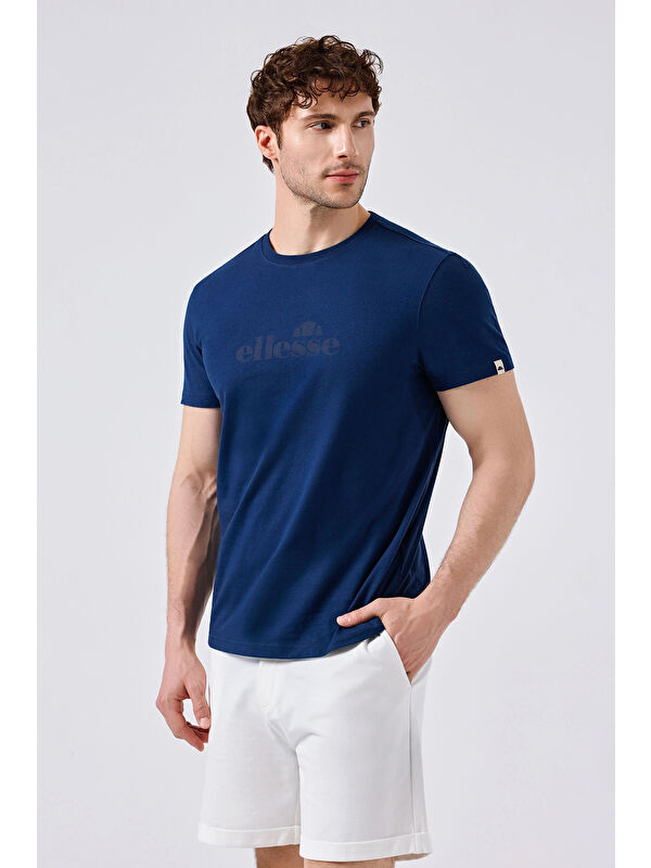 Ellesse Logolu % 100 Pamuk Regular Fit Bisiklet Yaka T Shirt 6SM5017-NV