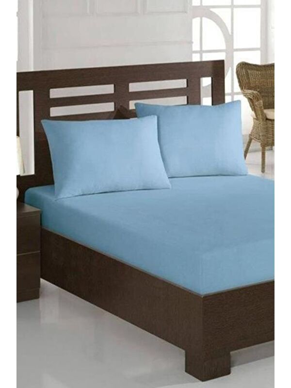 Çeyiz Diyarı Penye Tek Kişilik 120x200 cm Lastikli Çarşaf Mavi