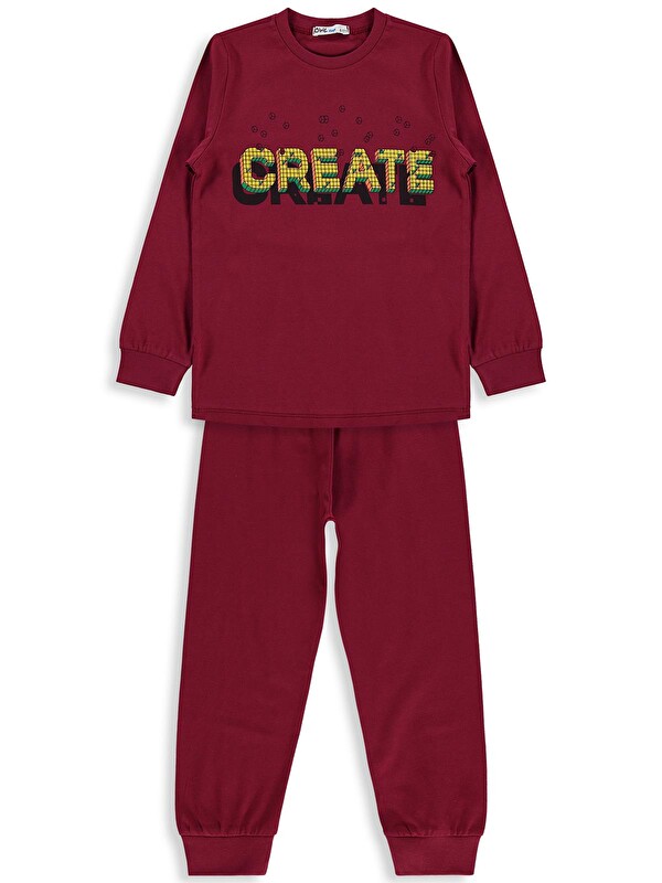 Civil Boys Create Baskılı 6-9 Yaş Pijama Takımı - Bordo