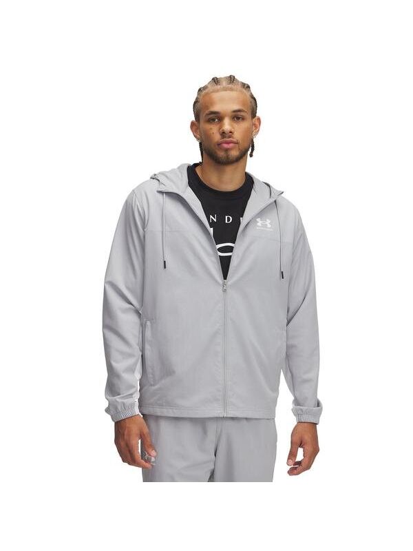 Under Armour Rival Woven Erkek Gri Kapüşonlu Rüzgarlık
