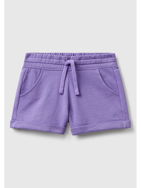 United Colors Of Benetton Kız Çocuk Mor Logolu Sweat Şort