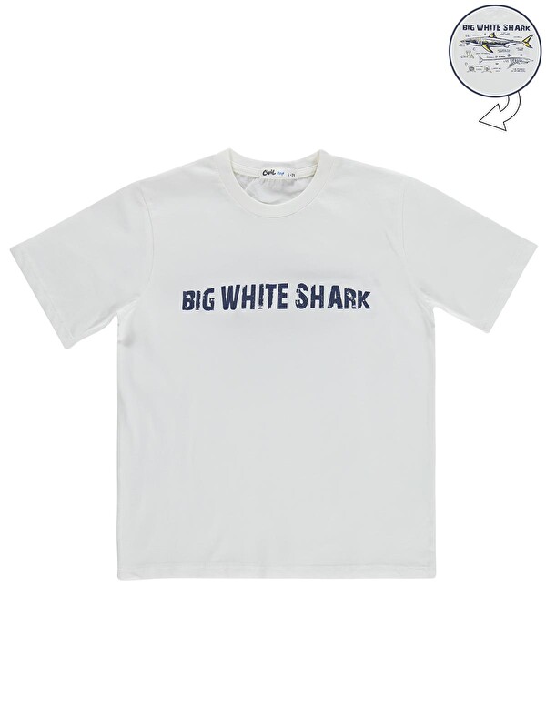 Civil Boys Big White Baskılı 10-13 Yaş Tişört - Kırık Beyaz