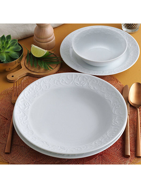 GÜRAL PORSELEN Bahar Dalı 6 Adet 22 Cm Çukur Yemek Tabağı