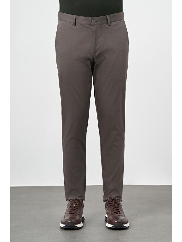 İMZA Koyu Haki Pamuklu Yandan Cepli Casual Comfort Fit Chino Pantolon 1003245164