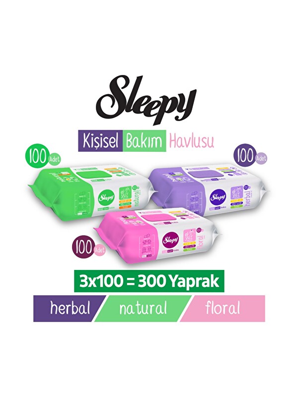 Sleepy Kişisel Bakım Havlusu Karma Paket 3x100 (300 Yaprak)