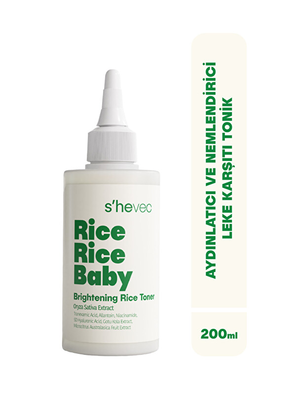 shevec Aydınlatıcı ve Nemlendirici Leke Karşıtı Vegan Pirinç Tonik 200 ml Rice Rice Baby