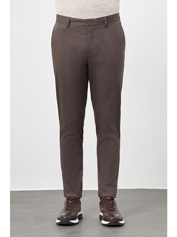 İMZA Koyu Camel Pamuklu Yandan Cepli Casual Comfort Fit Chino Pantolon 1003245164