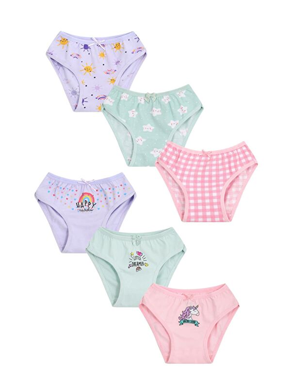 Vitmo 6'Lı Kız Çocuk Pamuklu Rainbow & Sun Karışık Slip Külot