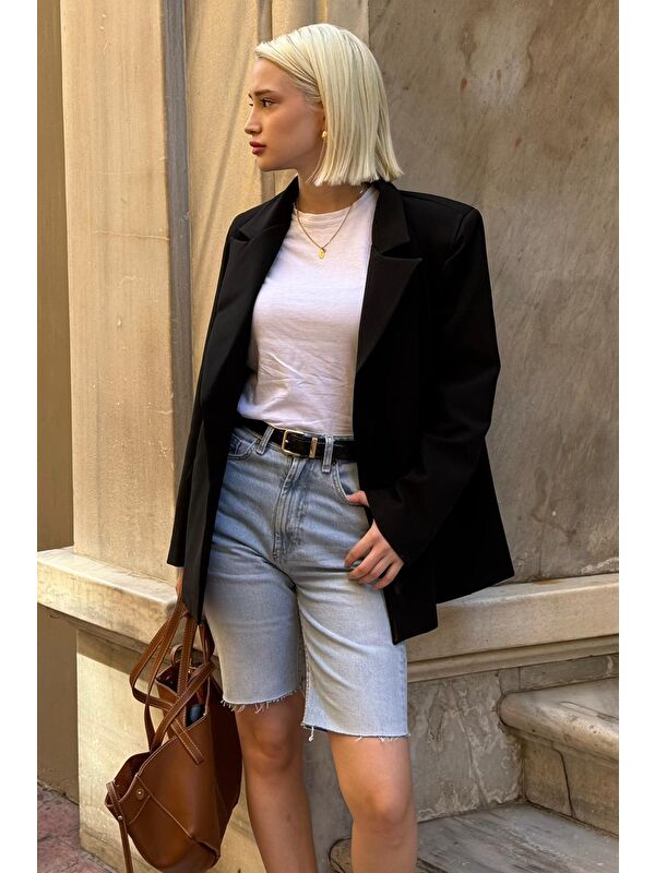Madmext Siyah Astarlı Kadın Blazer Ceket Mg2508