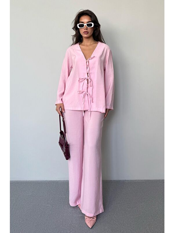 Madmext Pembe Önü Bağlamalı Alt Üst Takım Mg2473