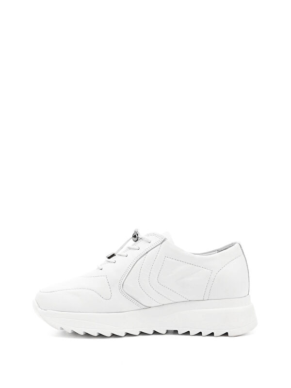 Gonderi(r) Beyaz Gonderi(r) Hakiki Deri Dolgu Taban Bağcıklı Kadın Sneaker